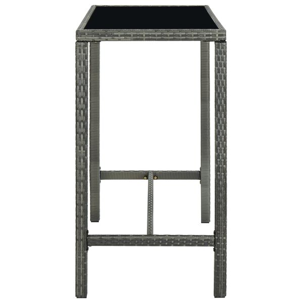 vidaXL Τραπέζι Μπαρ Κήπου Γκρι 130x60x110 εκ. Συνθετικό Ρατάν/Γυαλί