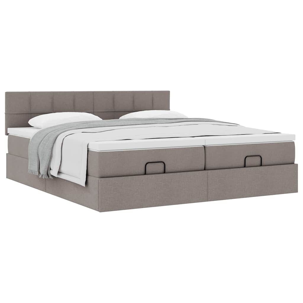 vidaXL Οθωμανικό κρεβάτι με στρώματα Taupe 200x200cm ύφασμα