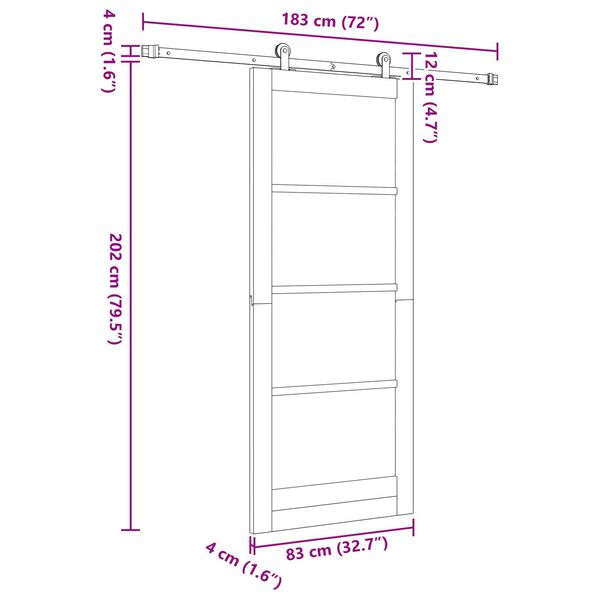 vidaXL Συρόμενη Πόρτα ORKDAL Καφέ 83 x 202 εκ. Ξύλο και μέταλλο