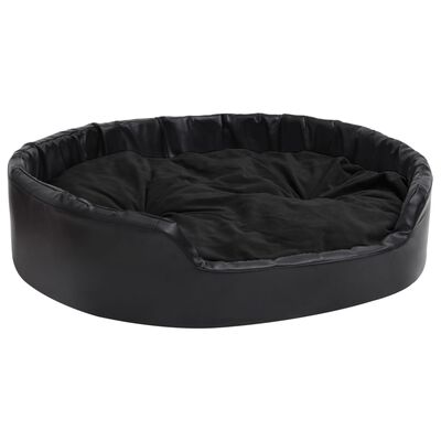 vidaXL Κρεβάτι Σκύλου Μαύρο 99 x 89 x 21 εκ. Βελουτέ/Συνθετικό Δέρμα