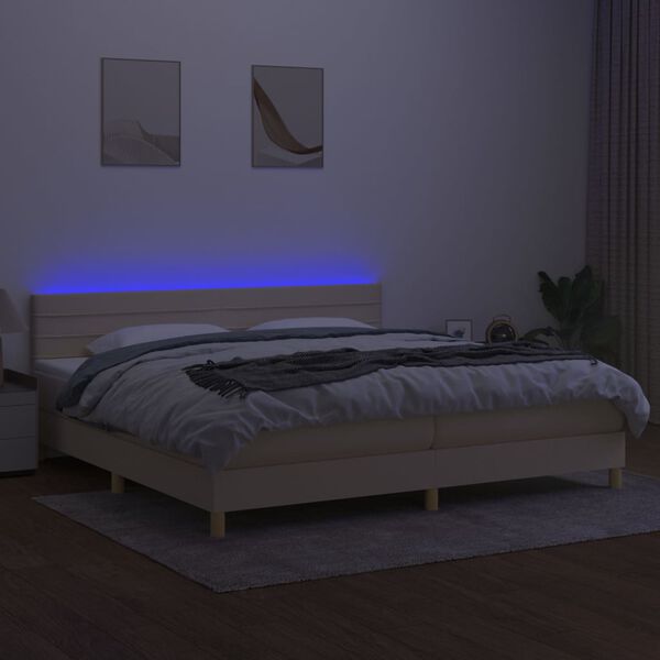 vidaXL &Kappa;&rho;&epsilon;&beta;ά&tau;&iota; Boxspring &mu;&epsilon; &Sigma;&tau;&rho;ώ&mu;&alpha; & LED &Kappa;&rho;&epsilon;&mu; 200x200 &epsilon;&kappa;. &Upsilon;&phi;&alpha;&sigma;&mu;ά&tau;&iota;&nu;&omicron;