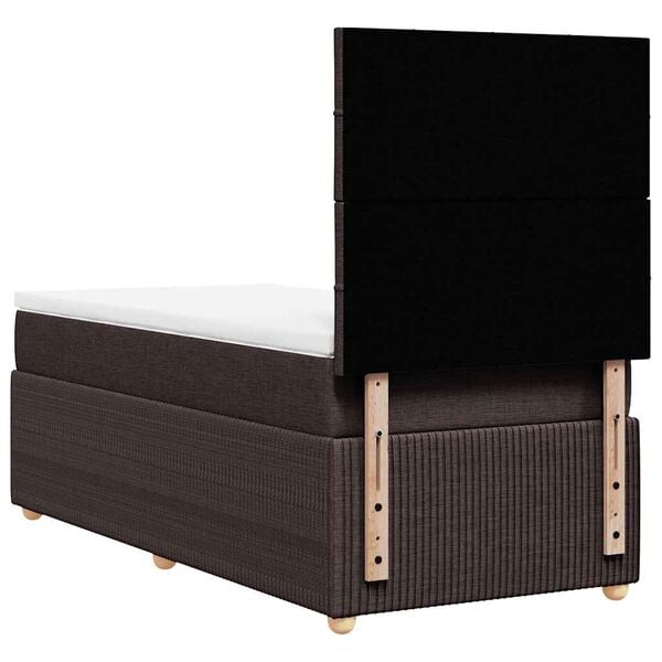 vidaXL Κρεβάτι Boxspring με Στρώμα Σκούρο Καφέ 80x200 εκ. Υφασμάτινο