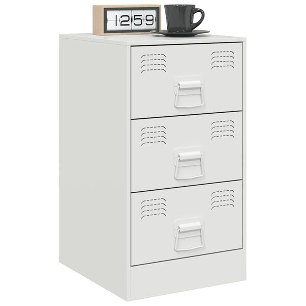 vidaXL Κομοδίνο Λευκό 34,5x39x62 εκ. από Χάλυβα