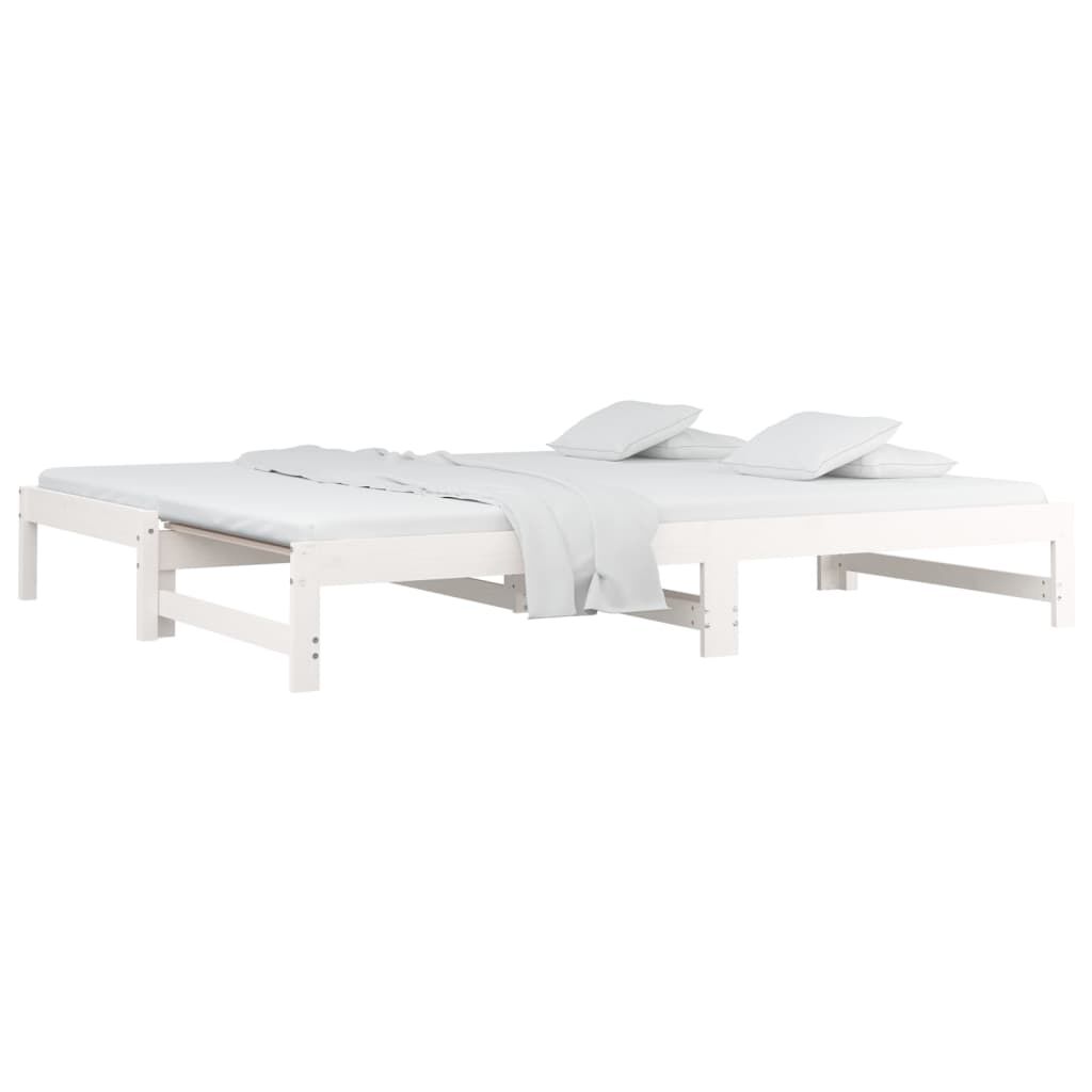 vidaXL Καναπές Κρεβάτι Συρόμενος Λευκός 2x(80x200) εκ. από Μασίφ Πεύκο