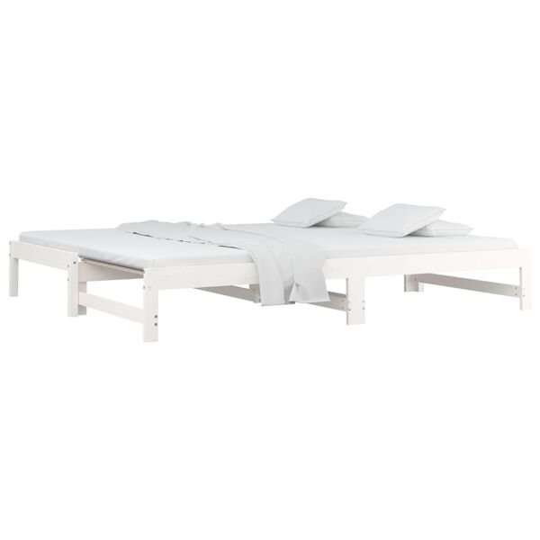 vidaXL Καναπές Κρεβάτι Συρόμενος Λευκός 2x(80x200) εκ. από Μασίφ Πεύκο