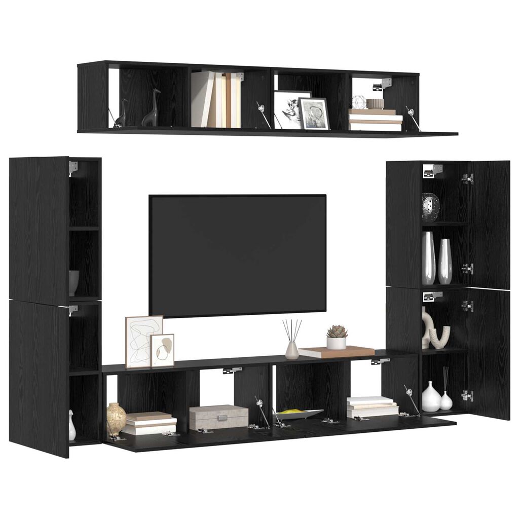vidaXL Σετ επίπλου τηλεόρασης 8 pcs Μαύρη Δρυς 80 x 30 x 30.5 εκ