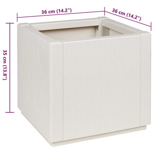 vidaXL Γλάστρα Κήπου Λευκή 36x36x35 εκ. PP