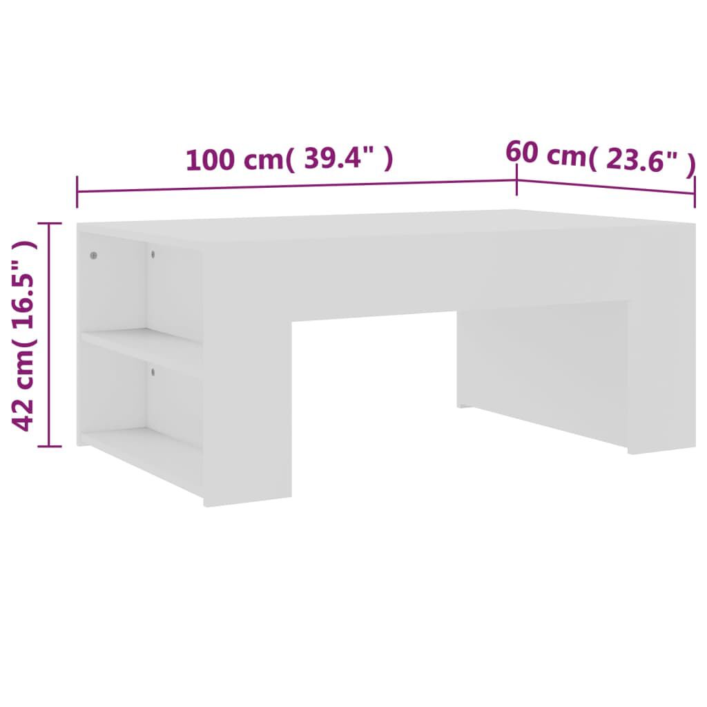 vidaXL Τραπεζάκι Σαλονιού Λευκό 100 x 60 x 42 εκ. από Μοριοσανίδα