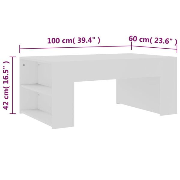 vidaXL Τραπεζάκι Σαλονιού Λευκό 100 x 60 x 42 εκ. από Μοριοσανίδα