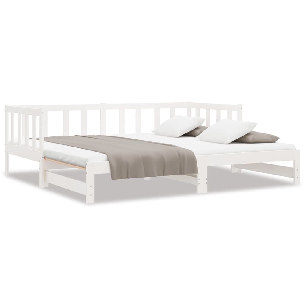 vidaXL Καναπές Κρεβάτι Συρόμενος Λευκός 2x(90x190) εκ. από Μασίφ Πεύκο