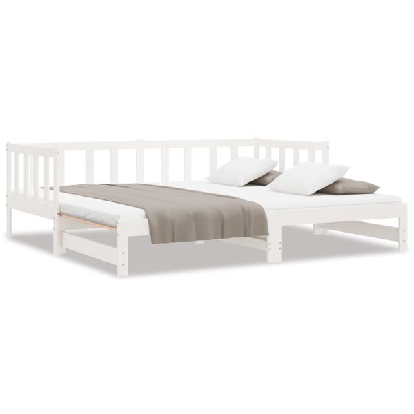 vidaXL Καναπές Κρεβάτι Συρόμενος Λευκός 2x(90x190) εκ. από Μασίφ Πεύκο