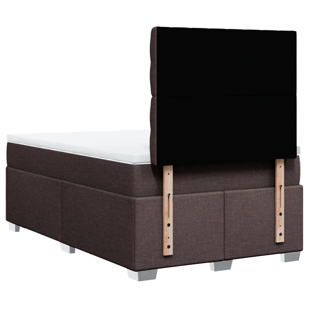 vidaXL Κρεβάτι Boxspring με Στρώμα Σκούρο Καφέ 120x190 εκ Υφασμάτινο