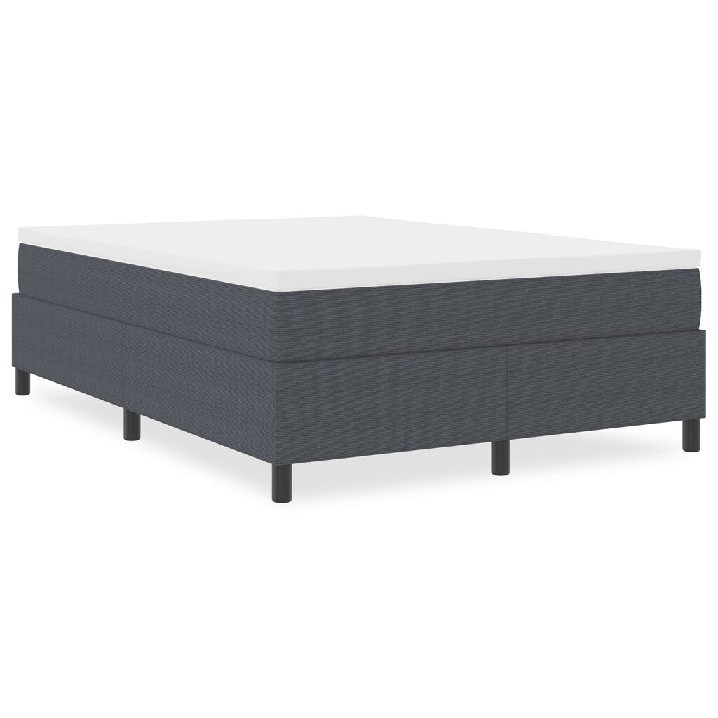 vidaXL Κρεβάτι Box Spring Σκούρο Γκρι 140x200 εκ Ψαθωτό Ύφασμα