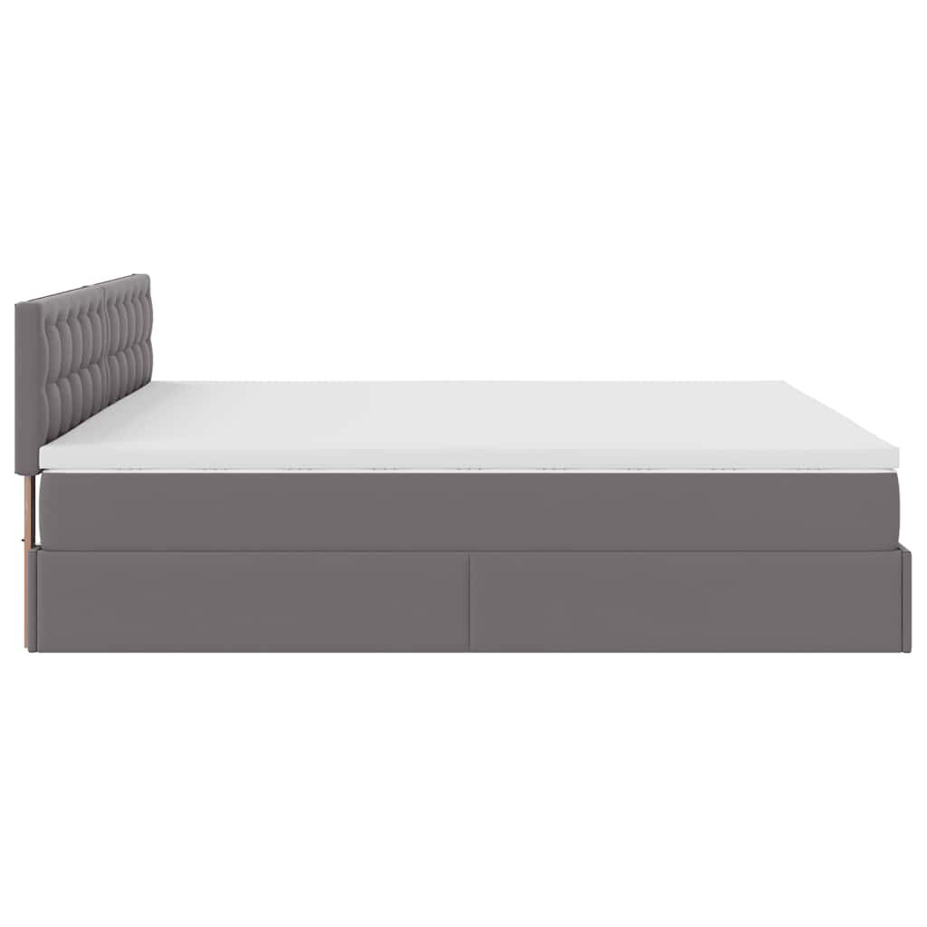 vidaXL Οθωμανικό κρεβάτι με στρώμα Γκρι 180x200cm Faux Leather