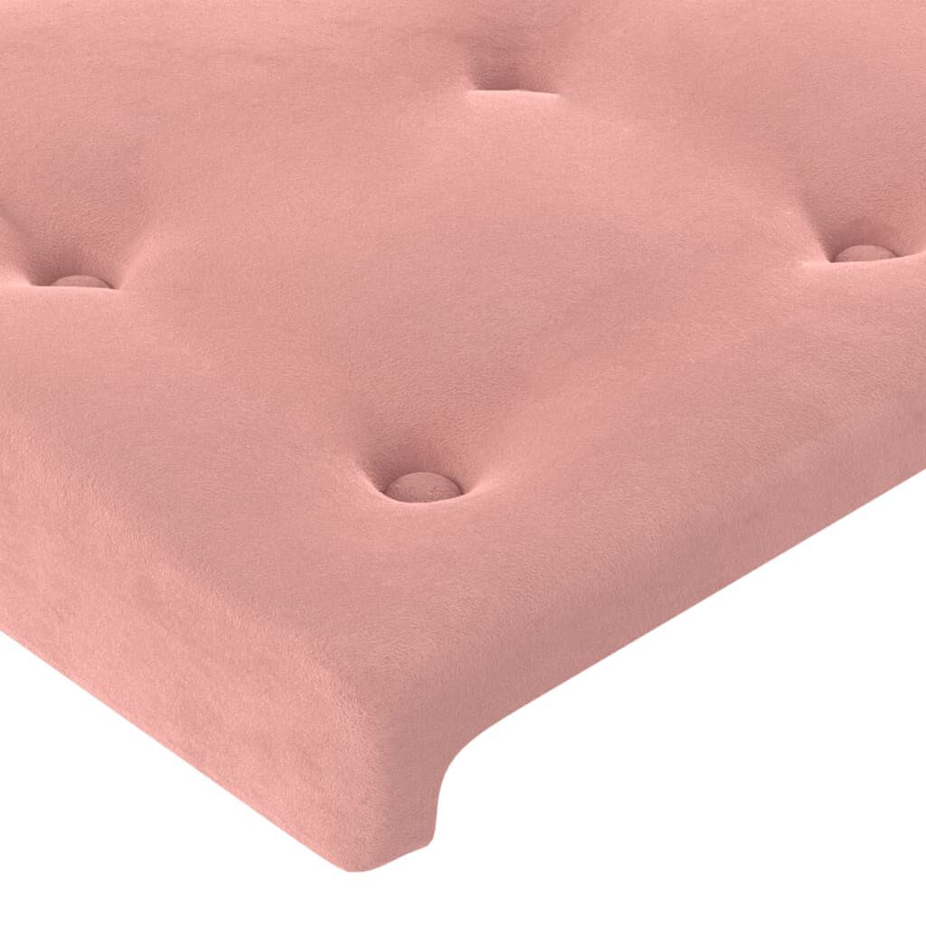 vidaXL Κρεβάτι Boxspring με Στρώμα & LED Ροζ 180x200 εκ. Βελούδινο
