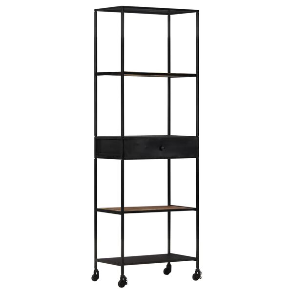 vidaXL Βιβλιοθήκη 60x35x180 εκ. από Ακατέργαστο Ξύλο Μάνγκο & Σίδηρο