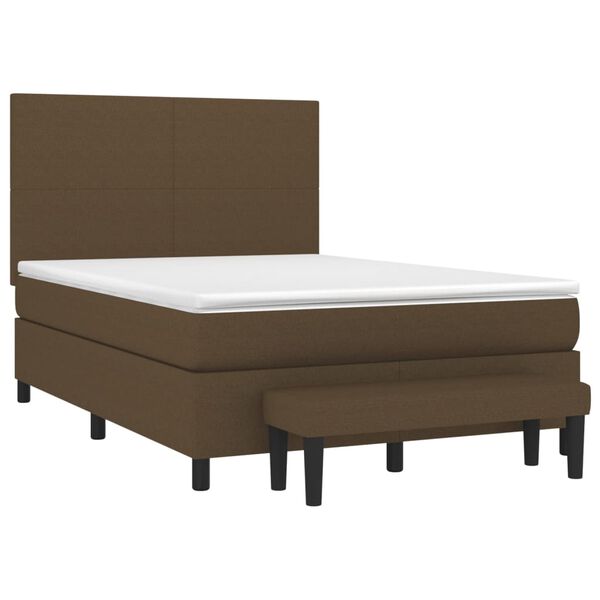 vidaXL Κρεβάτι Boxspring με Στρώμα Σκούρο Καφέ 140x200 εκ Υφασμάτινο