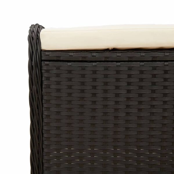 vidaXL Υποπόδιο Κήπου Μαύρο 58x46x46 εκ. Συνθετικό Ρατάν με Μαξιλάρι
