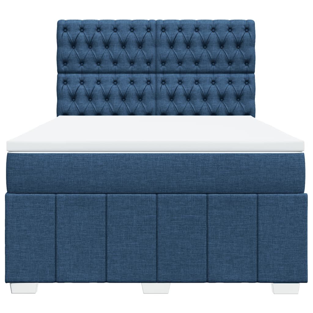 vidaXL Κρεβάτι Boxspring με Στρώμα Μπλε 140x200 εκ. Υφασμάτινο