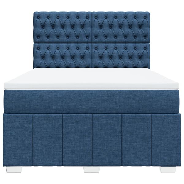 vidaXL Κρεβάτι Boxspring με Στρώμα Μπλε 140x200 εκ. Υφασμάτινο