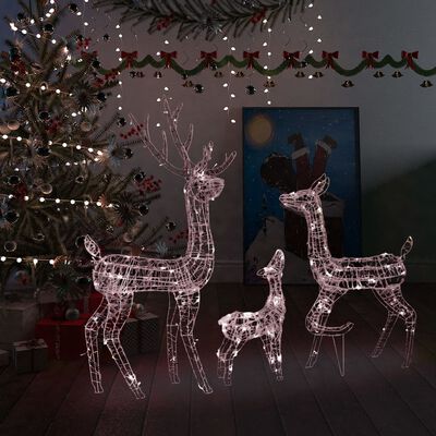 vidaXL Τάρανδοι Οικ. Ακρυλικός Χριστουγεννιάτικος 300 LED Θερμό Λευκό