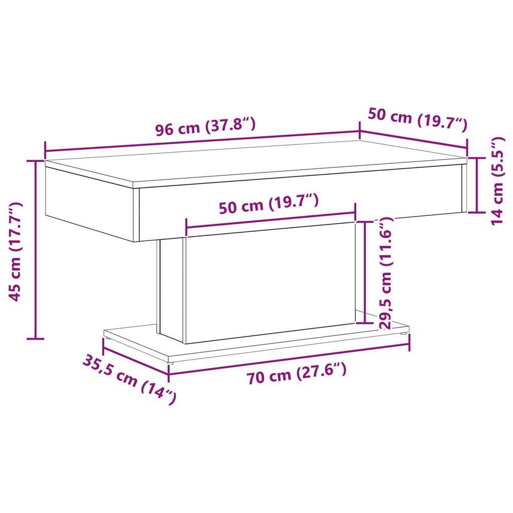 vidaXL Καφετιέρα σε Μαύρη Δρυς 96x50x45 εκ Ξύλο