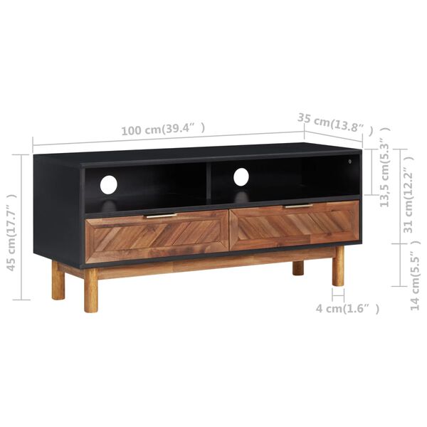 vidaXL Έπιπλο Τηλεόρασης 100 x 35 x 45 εκ. από Μασίφ Ξύλο Ακακίας/MDF