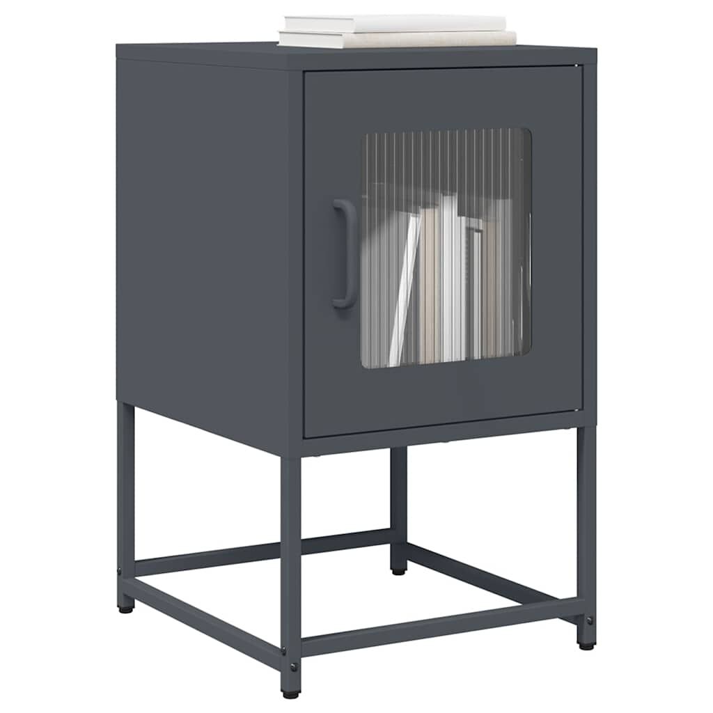 vidaXL Κομοδίνο Ανθρακί 36x39x60,5 cm από χάλυβα ψυχρής έλασης