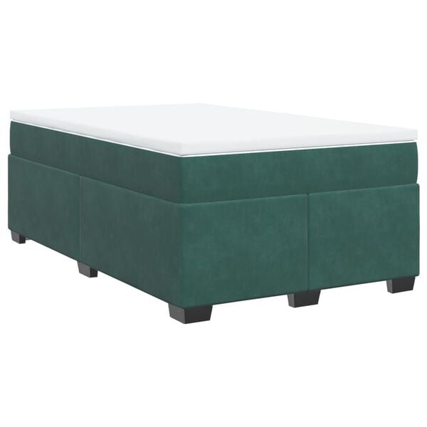 vidaXL Κρεβάτι Boxspring με Στρώμα Σκούρο Πράσινο 120x200εκ. Βελούδινο