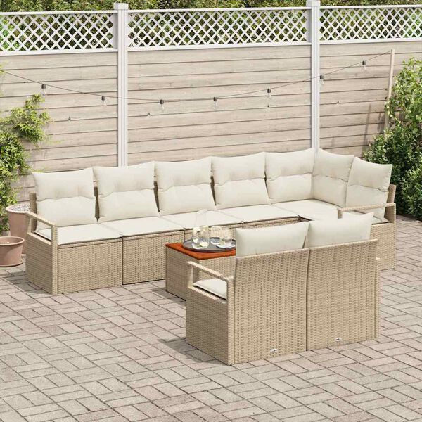 vidaXL Σετ Καναπέ Κήπου 9 pcs Μπεζ και λευκό