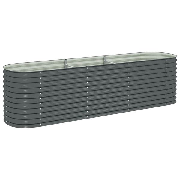 vidaXL Ζαρντινιέρα Υπερυψωμένη Γκρι 320x80x81 εκ. Γαλβανισμ. Χάλυβας