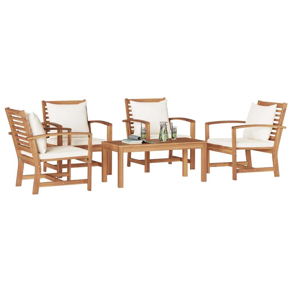 Σετ Καναπέ Κήπου 5 pcs Φυσικό Μασίφ ξύλο teak