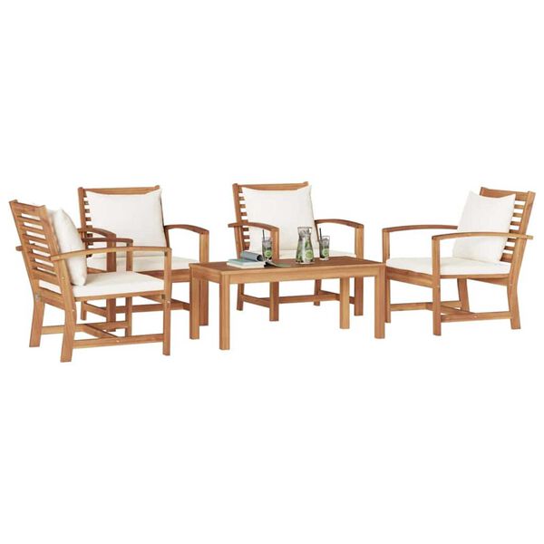 Σετ Καναπέ Κήπου 5 pcs Φυσικό Μασίφ ξύλο teak