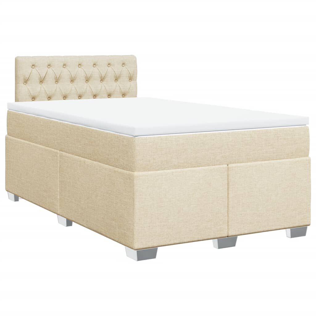vidaXL Κρεβάτι Boxspring με Στρώμα Κρεμ 120x200 εκ. Υφασμάτινο