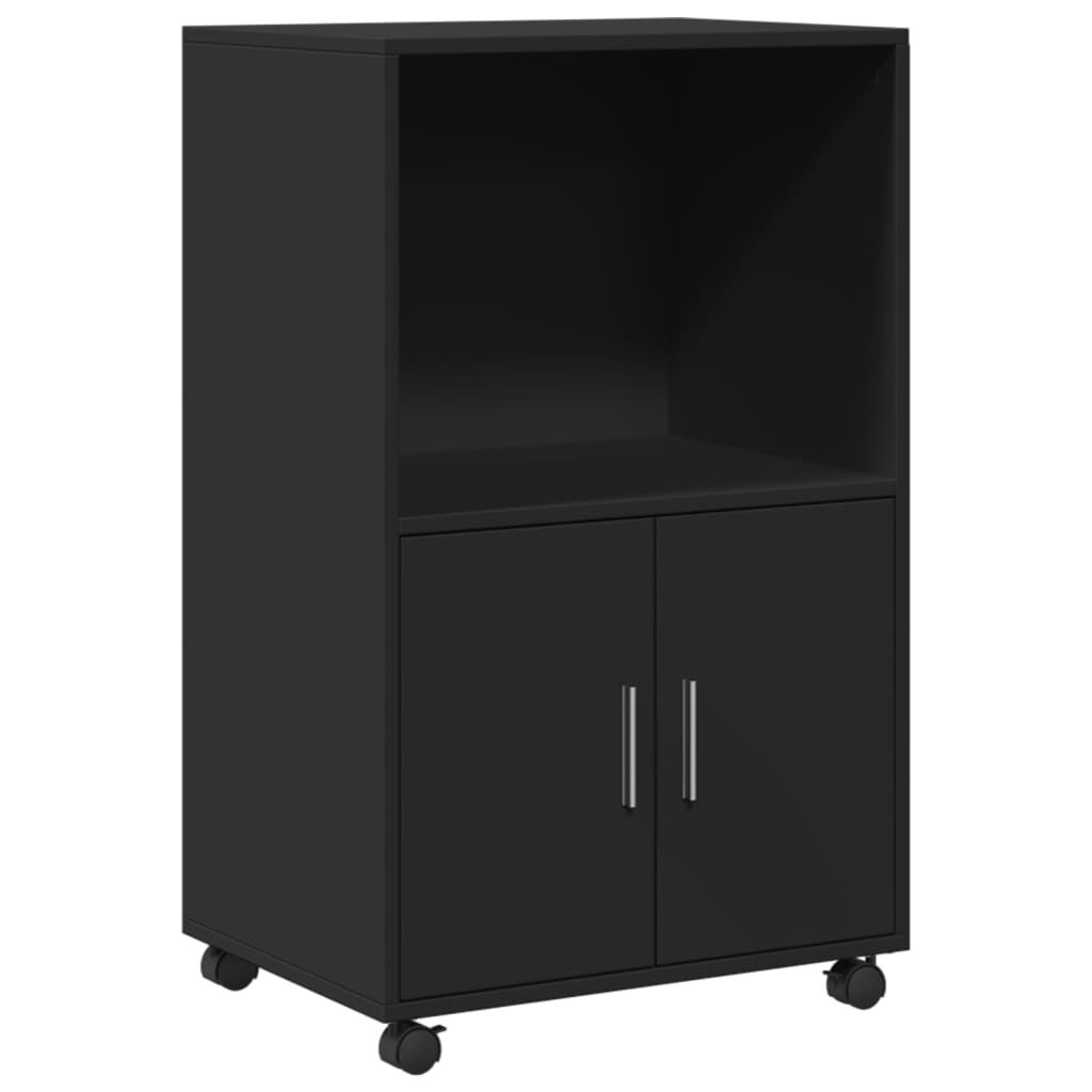 vidaXL Ντουλάπι Τροχήλατο Μαύρο 55x40x91 εκ. από Επεξ. Ξύλο