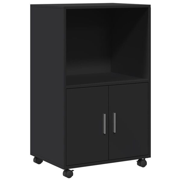 vidaXL Ντουλάπι Τροχήλατο Μαύρο 55x40x91 εκ. από Επεξ. Ξύλο