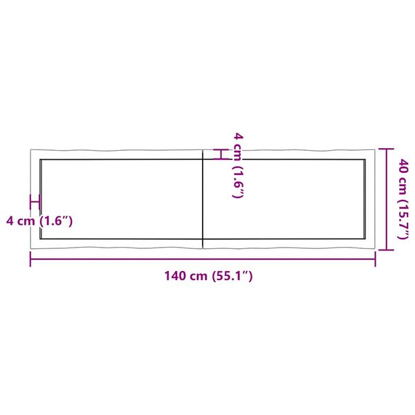 vidaXL Επιφ Τραπεζιού Αν Καφέ 140x40x(2-4)εκ.Ακατέργ. Μασίφ Ξύλο Δρυός