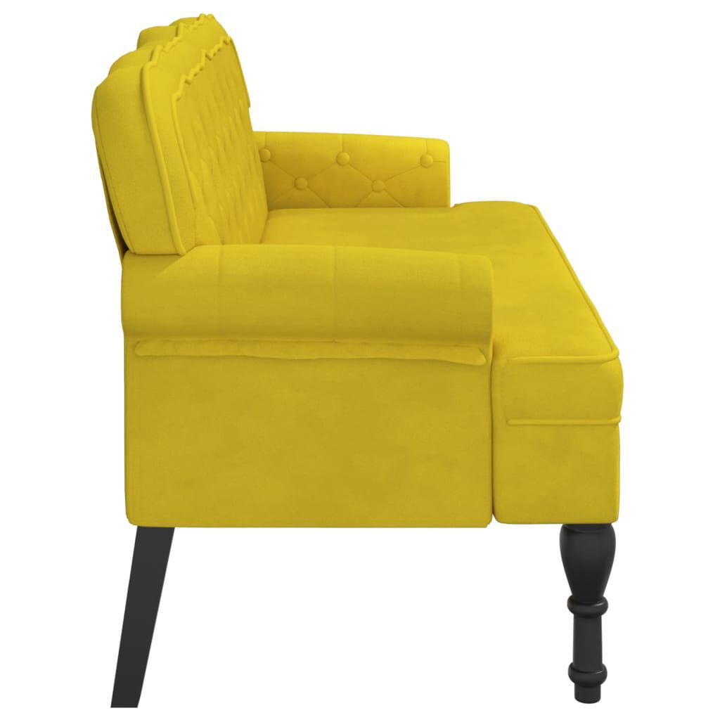 vidaXL Παγκάκι με Πλάτη Κίτρινο 119,5x64,5x75 εκ. Βελούδινο