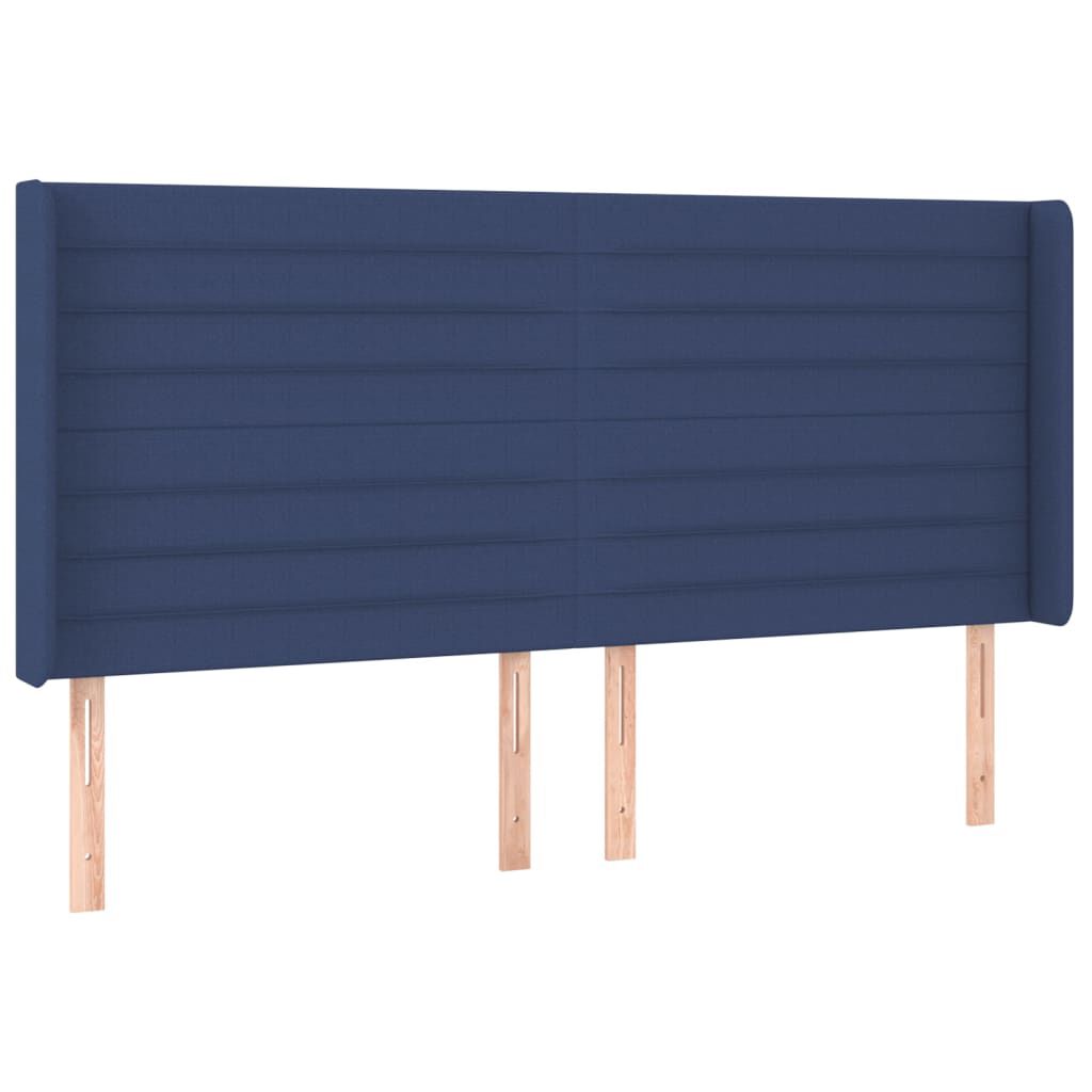 vidaXL Κρεβάτι Boxspring με Στρώμα & LED Μπλε 160x200 εκ. Υφασμάτινο