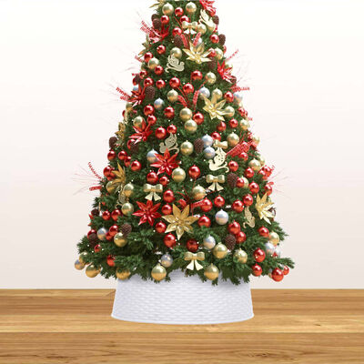 vidaXL Ποδιά Χριστουγεννιάτικου Δέντρου Λευκή Ø54 x 19,5 εκ.