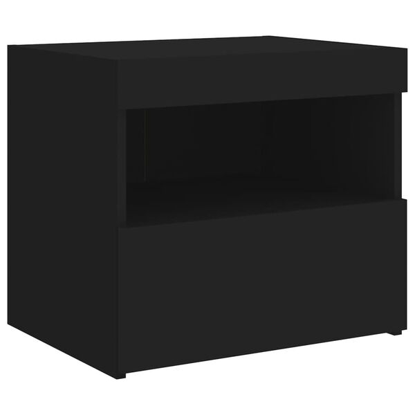 vidaXL Κομοδίνο με Φώτα LED Μαύρο 50 x 40 x 45 εκ.