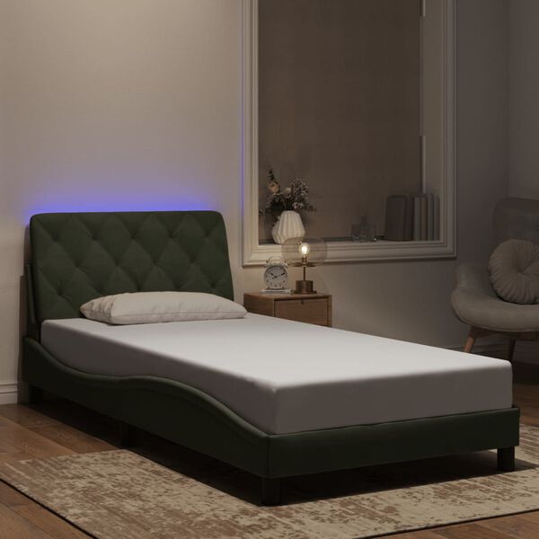 vidaXL Πλαίσιο Κρεβατιού με LED Ανοιχτό Γκρι 100x200 εκ. Βελούδινο