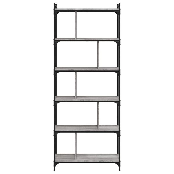 vidaXL Βιβλιοθήκη 6 Επιπέδων Γκρι Sonoma 76 x 32 x 192 εκ. Επεξ. Ξύλο