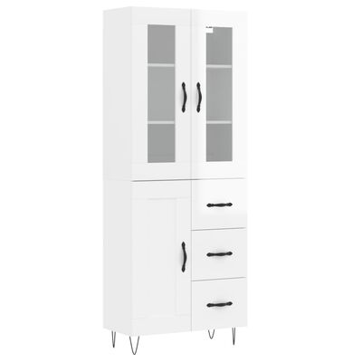 vidaXL Ντουλάπι Γυαλιστερό Λευκό 69,5x34x180 εκ. Επεξεργασμένο Ξύλο