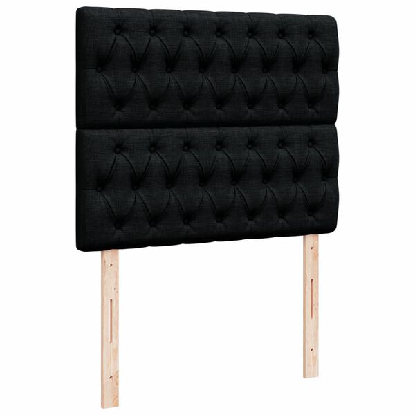 vidaXL Κρεβάτι Boxspring με Στρώμα Μαύρο 120x190 εκ. Υφασμάτινο