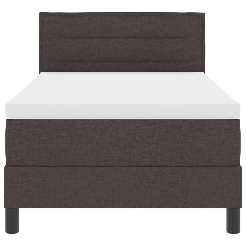 vidaXL Κρεβάτι Βάσης με Στρώμα Σκούρο Καφέ 90x190 cm Ύφασμα