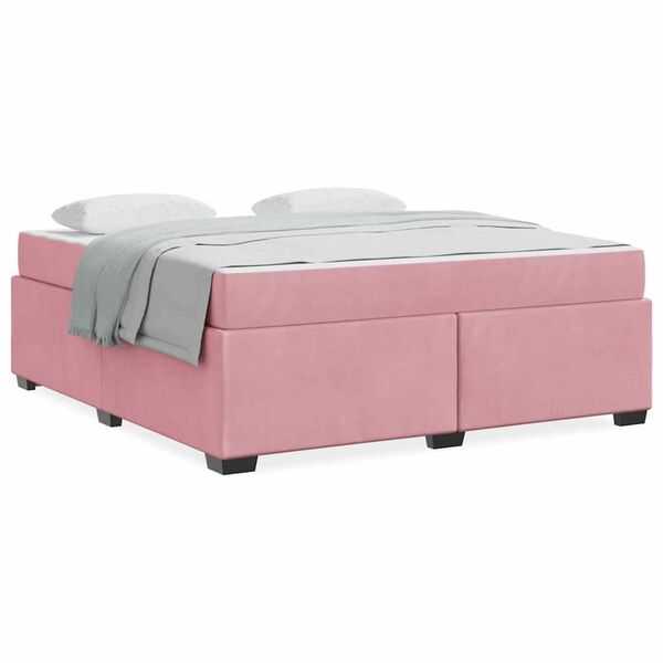 vidaXL Σκελετός Κρεβατιού με στρώμα Ροζ 180 x 200 cm Βελούδο