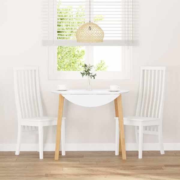 vidaXL Καρέκλες τραπεζαρίας 2 τεμάχια Λευκό μασίφ ξύλο καουτσούκ