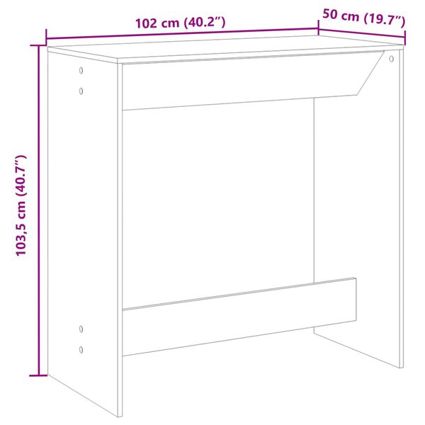 vidaXL Τραπέζι Μπαρ Λευκό 102x50x103,5εκ. Επεξεργ. Ξύλο