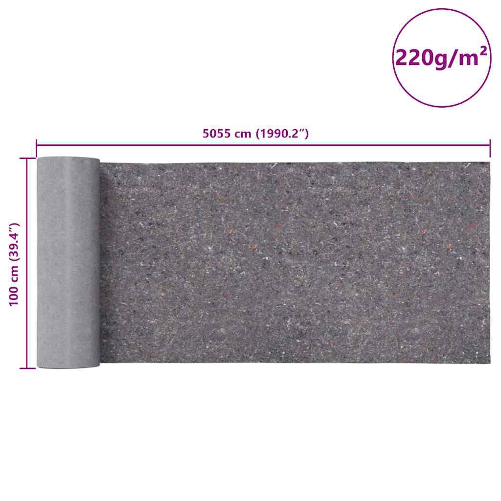vidaXL Αντιολισθητικό μαλλί ζωγράφου 50 m 220 g/m² Γκρι